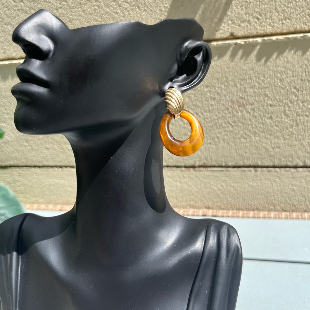 Trendy interchangeable earrings 14k Solid Gold .